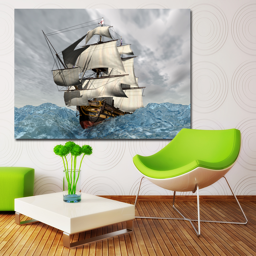 Canvas Painting Wall Art Picture Abstract Modern print on Landscape Ships Sailing Sea Canvas Painting Home Decor