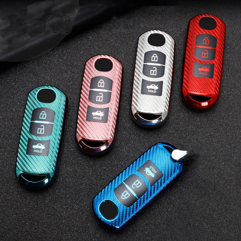 Update Carbon Fibre Car Key Cover Soft Shell For Mazda 2 3 6 Atenza Axela Demio Cx-5 Cx5 Cx-3 Cx7 Cx-9 Auto Keys Case Accessories