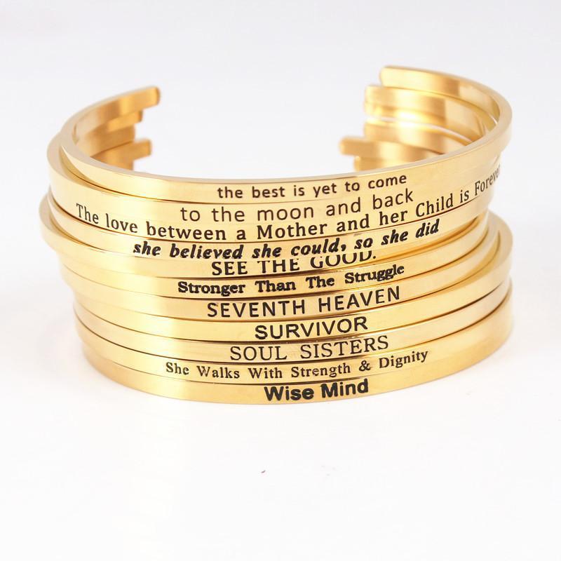 Personalized Stainless Steel Bracelet For Women Engraved Positive Inspirational Quote Mantra Bracelets Drop Bangle
Personalized Stainless Steel Bracelet For Women Engraved Positive Inspirational Quote Mantra Bracelets Drop Bangle