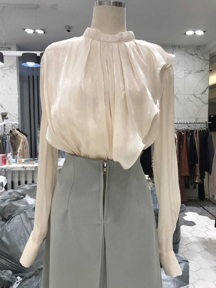 Spring Office Lady Slim All Match Solid Half High Collar Full Blouse Womens Tops 210615, Creamy-white
Spring Office Lady Slim All Match Solid Half High Collar Full Blouse Womens Tops 210615, Creamy-white