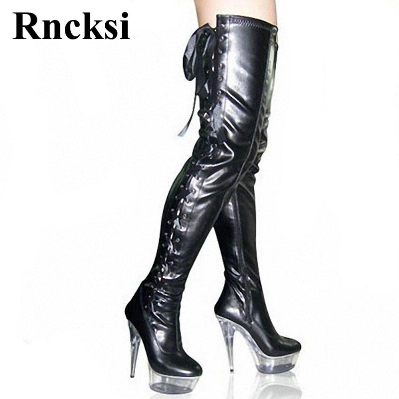 Boots Rncksi Fashion Sexy Lace Women's Over The Knee 15cm High Heels Clear Platform Night Club Pole Dancing Girl's, Black
Boots Rncksi Fashion Sexy Lace Women's Over The Knee 15cm High Heels Clear Platform Night Club Pole Dancing Girl's, Black