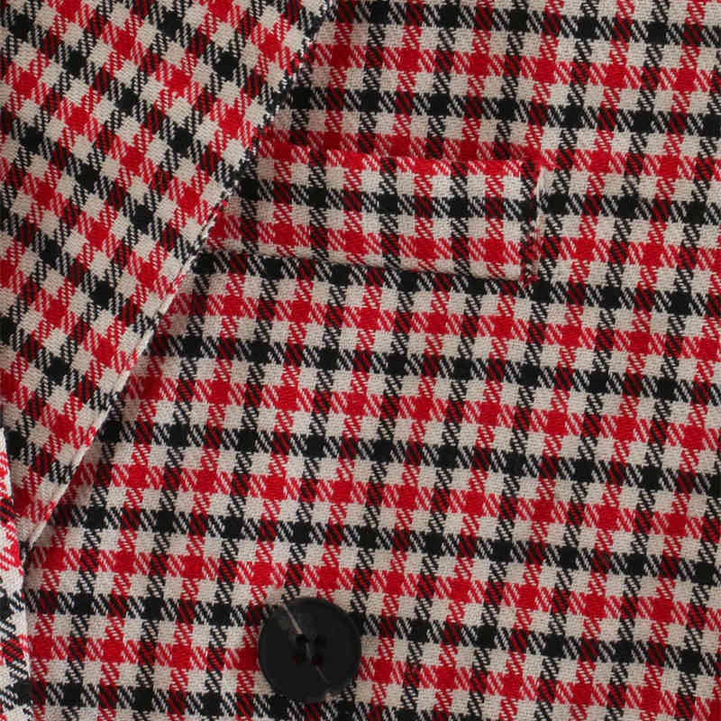 Women Elegant Fashion Red Pliad Double Breasted Blazer Vintage Female Pockets Notched Coat Lady Office Wear 210521