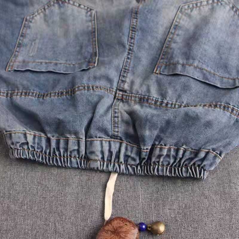 Arrival Spring Summer Women Loose Casual Elastic Waist Harem Pants All-matched Cotton Denim Embroidery Jeans W248 210512