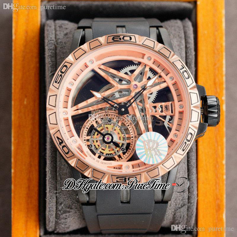 Excalibur Spider Mechanical Hand Winding Single Tourbillon Mens Watch Rose Gold Champagne Skeleton Dial Black Rubber Strap Sports Watches Puretime F04h8, F04-b (3)
Excalibur Spider Mechanical Hand Winding Single Tourbillon Mens Watch Rose Gold Champagne Skeleton Dial Black Rubber Strap Sports Watches Puretime F04h8, F04-b (3)