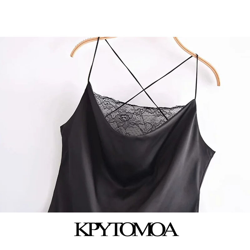 Women Sexy Fashion Lace Patchwork Soft Touch Mini Dress Back Cross Thin Straps Female Dresses Vestidos 210420