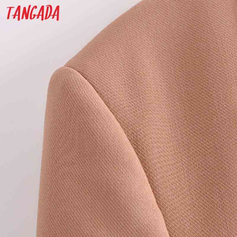 Women Elegant One Button Blazer Coat Vintage Notched Collar Pocket Fashion Female Chic Tops 3H270 210416