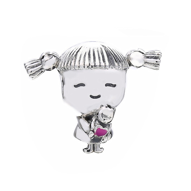 Wholesale 30pcs Silver Charm Beads Boy Girl Enamel European Charms Bead Big Hole Fit Snake Chain Bracelet & Necklac Fashion DIY Jewelry