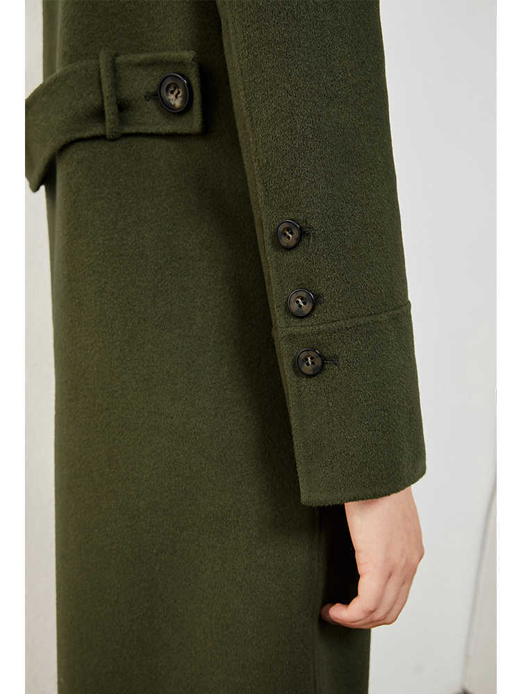 Minimalism Winter Coat Women Fashion Causal 100%wool Solid Lapel Bouble Breasted Double-sided Woolen 12030447 210527