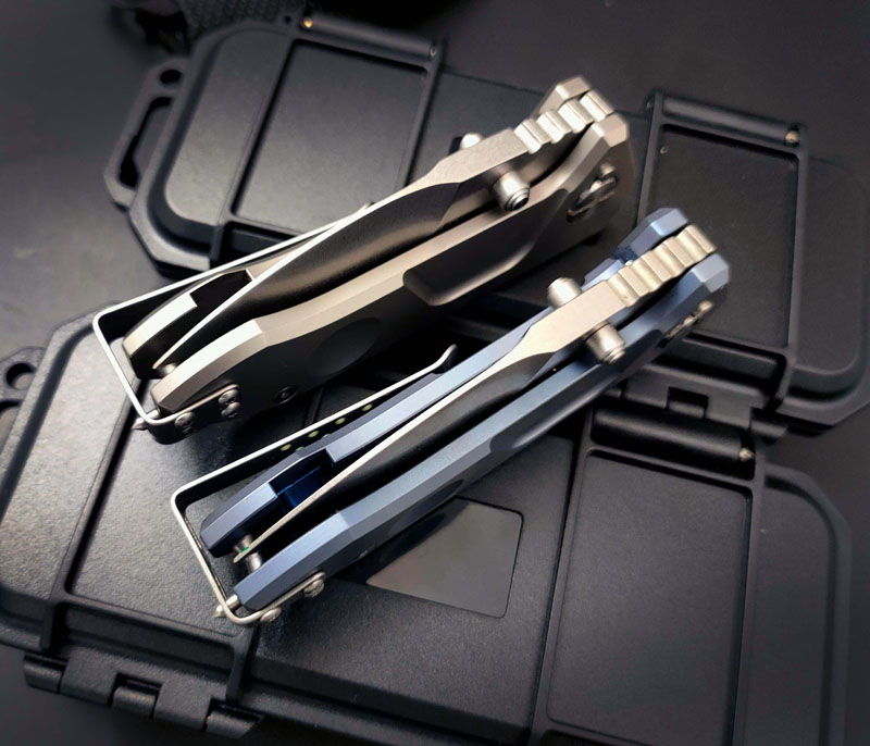 High End Strong ER Tactical Fold knives D2 Satin Blade TC4 Titanium Alloy Handle Outdoor EDC Pocket Folding Knife With Plastic Box Package