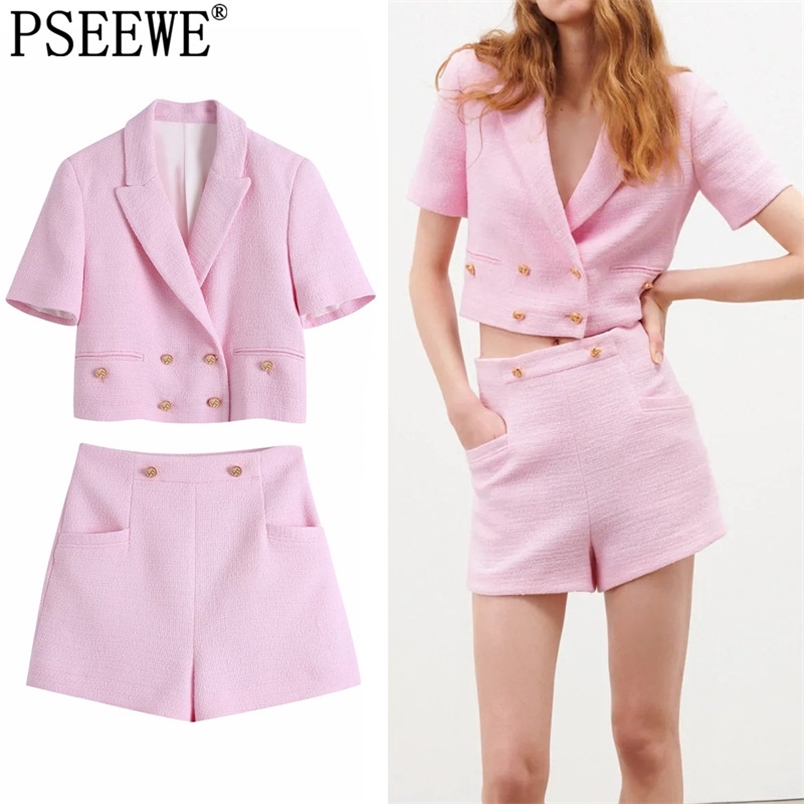 Women Sets 2 Pcs Pink Cropped Blazer Suits Summer Elegant Woman Outfits High Waist Shorts Suit Two Pieces Set 210519, Skort
Women Sets 2 Pcs Pink Cropped Blazer Suits Summer Elegant Woman Outfits High Waist Shorts Suit Two Pieces Set 210519, Skort