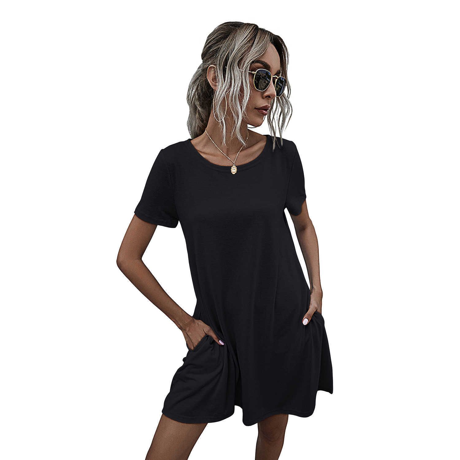 Casual Loose Women Dresses Solid O-Neck Summer Female Dresses With Pockets Vestidos Mujer W9168 210526, Dark blue
Casual Loose Women Dresses Solid O-Neck Summer Female Dresses With Pockets Vestidos Mujer W9168 210526, Dark blue