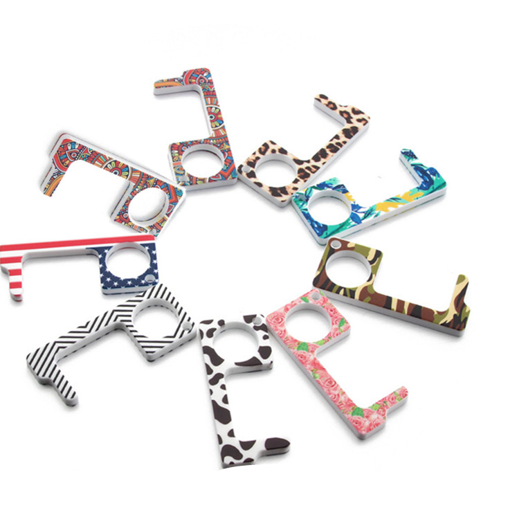 Contactless Key chain operner Door Opener acrylic tassel printed pendant opener press non-touch portable elevator tool T2I51064 Free shipping