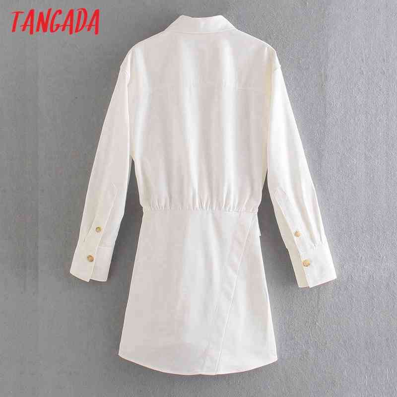 Fashion Women White Shirt Arrival Long Sleeve Ladies Buttons Mini Dress Vestidos 2W87 210416
