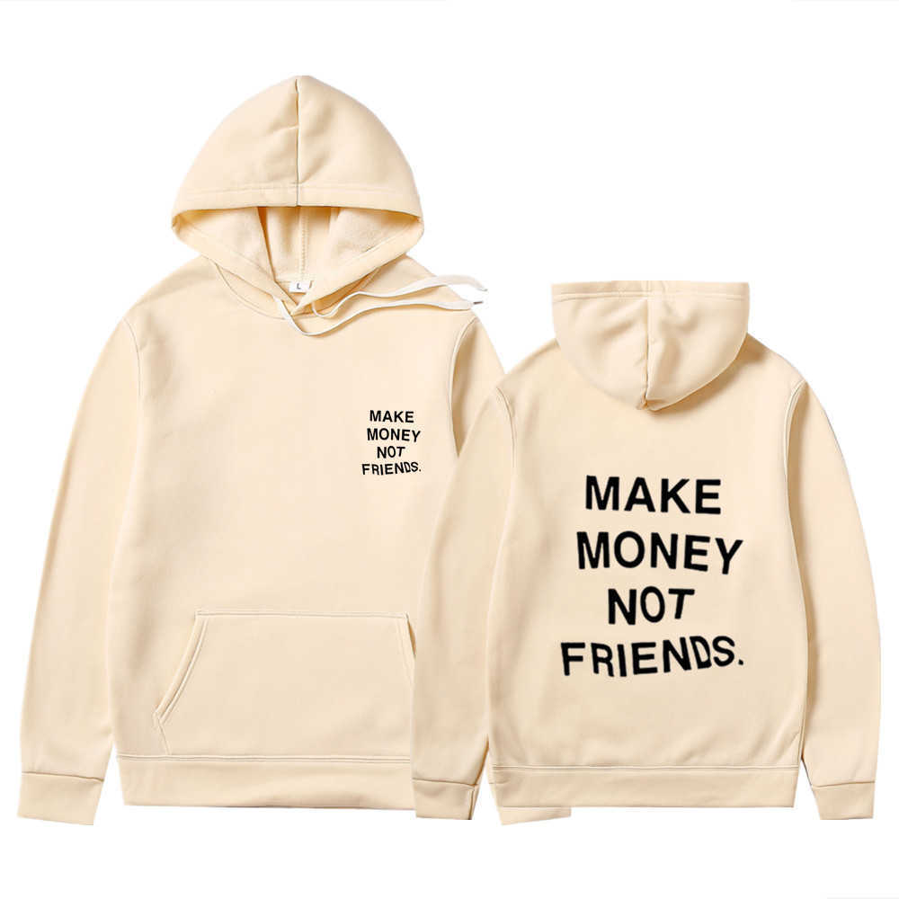 Japan Streetwear MAKE MONEY NOT FRIENDS Hoodies Men Women Fashion print Couple Clothes Sudadera Hombre Black Hooded Sweatshirt H0910