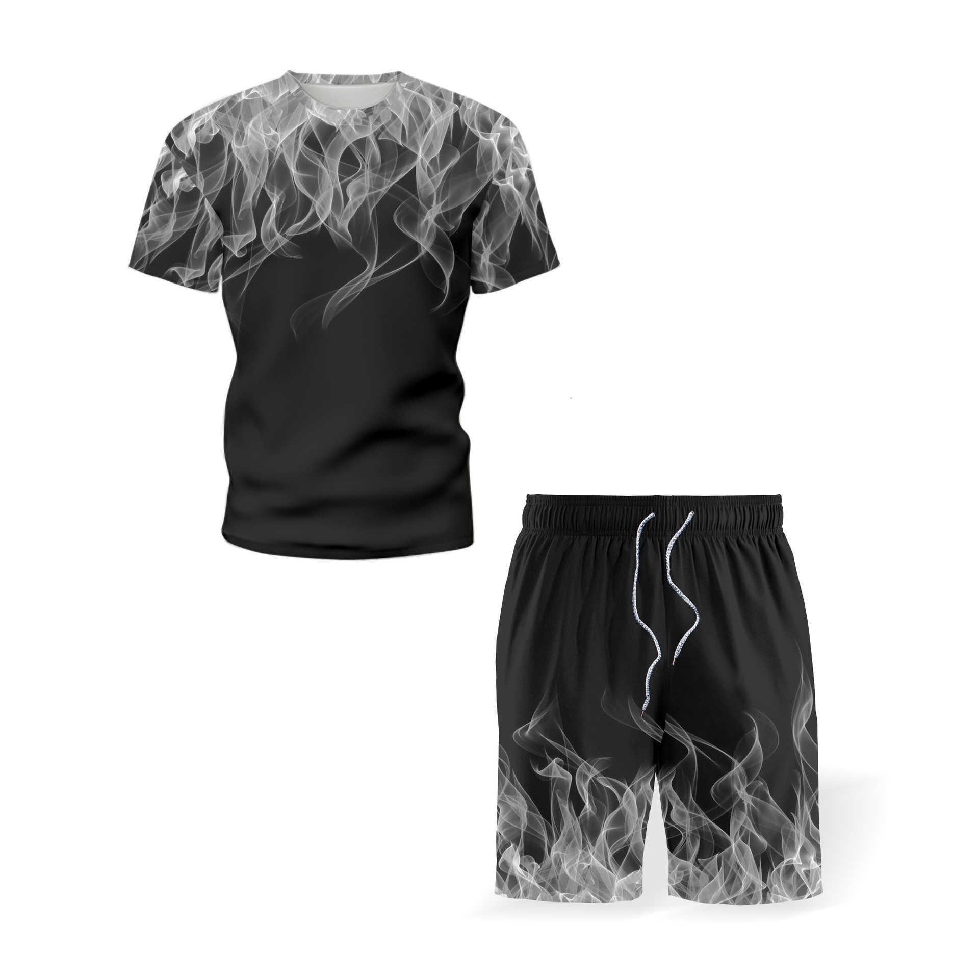 Men Multicolor Printing Tracksuit T-shirt+Shorts Fashion Clothing Men 2 Piece Set Mens Suits Short Sleeve Short Sets Summer 210603