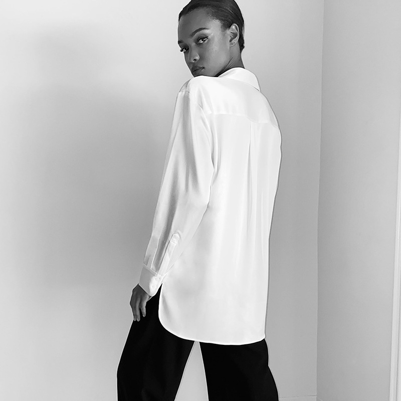 Spring and summer shirt women's loose Lapel long sleeve single breasted top 210602