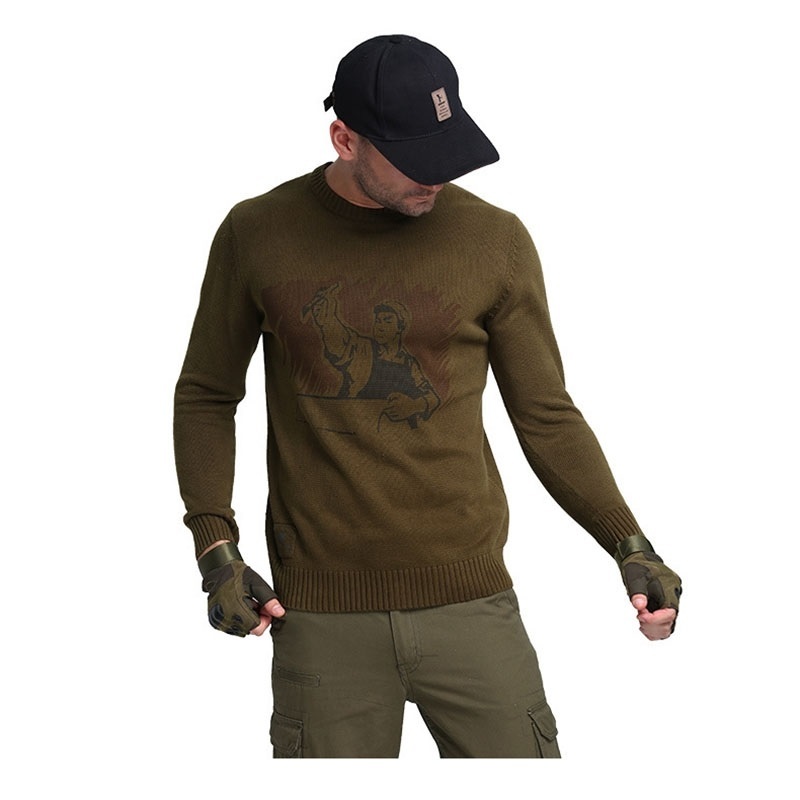 Me's Sweater Winter Autumn Fashion High Quality 100% Cotton Plus Size Military Army Loose Knitted Sweater Male Pullover 3XL 210518