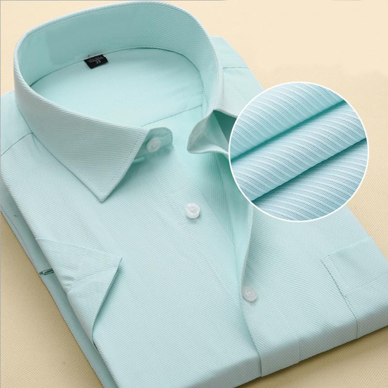 Summer 4XL Men Solid Cotton Short Sleeve Dress Shirts Men's Shirt Casual Male Fitted Man Slim Fit For