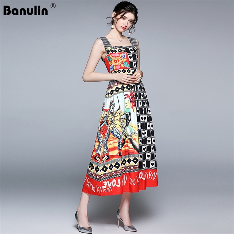 Banulin Designer Runway Beach Boho Flower Printed Long Dresses For Women Spaghetti Strap Elegant Party Dress Femme Vestido 210603, As picture 
Banulin Designer Runway Beach Boho Flower Printed Long Dresses For Women Spaghetti Strap Elegant Party Dress Femme Vestido 210603, As picture