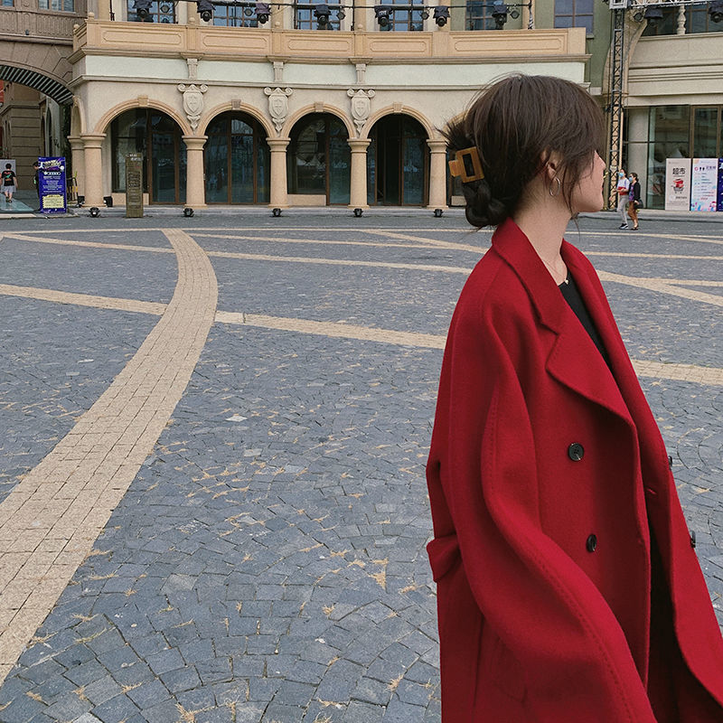 Wonder Autumn Single-breasted Woolen Coat Vintage Female Long Korean Jackets Casual Street Lady Outwears 210510