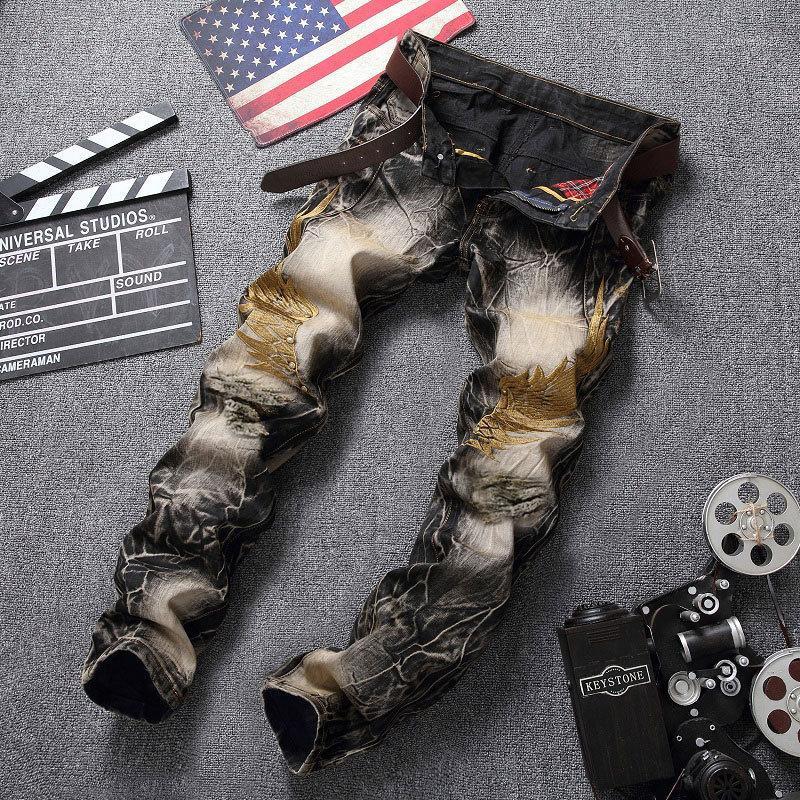 Men's Jeans Men Denim Hole Ruin European And American Personality Embroidery Hollow Trousers Retro Cotton Streetwear, Blue
Men's Jeans Men Denim Hole Ruin European And American Personality Embroidery Hollow Trousers Retro Cotton Streetwear, Blue