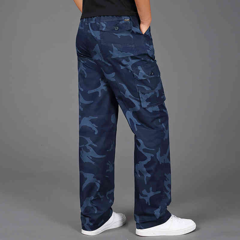 Clothing Men Plus Size 4XL 5XL Camo Pants Casual Long Male Loose Straight Trouser Big Yard Work Camouflage 210518