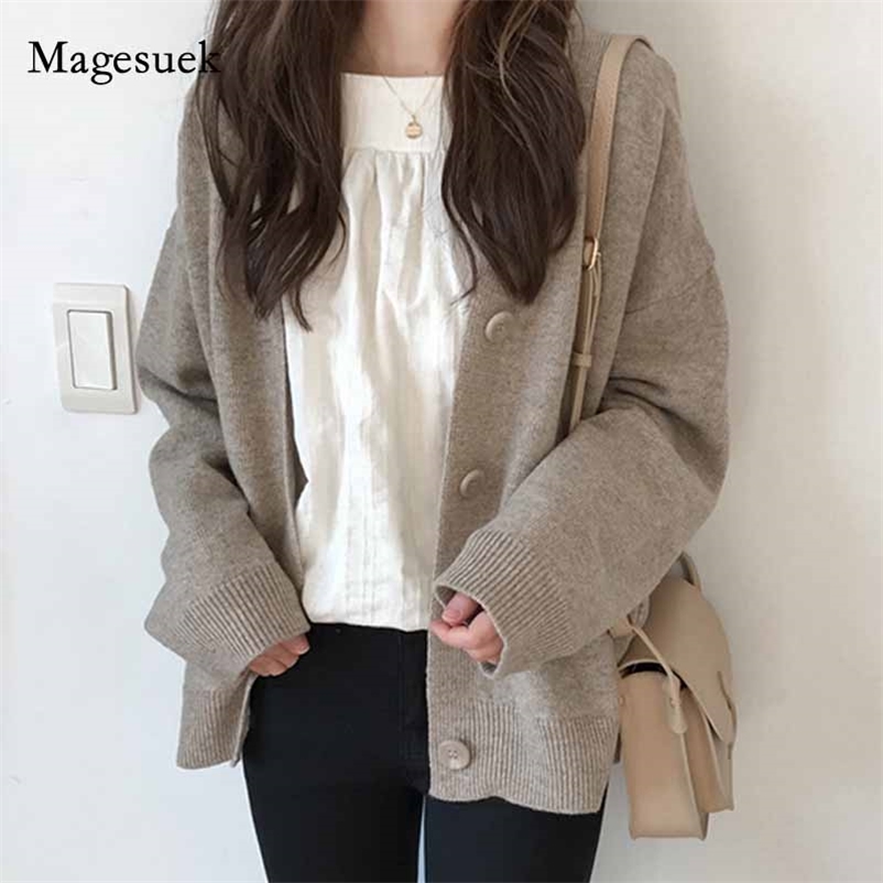 Winter Women Loose Korean Style Core-spun Sweater Cardigan Single Breasted Harajuku Knit V-Neck Solid 10980 210518, Dark brown
Winter Women Loose Korean Style Core-spun Sweater Cardigan Single Breasted Harajuku Knit V-Neck Solid 10980 210518, Dark brown