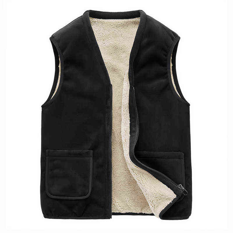 Casual Sleeveless Jacket Autumn Winter Men Warm Fleece Mens Vest Jacket Velvet Thick Sleeveless Men's Vest Gilet Clothing 5XL 211105