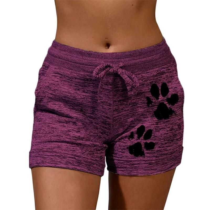 Women Shorts Waistband Loose Print Elastic Waist Fashion Casual Running Sports Female High Quality Cotton Regular Pockets Women's