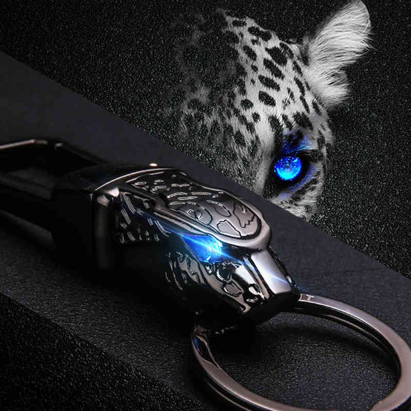 Leopard Head Car Key Chain Men's Waist Hanging Anti Loss Pendant Ring Personality Creativity