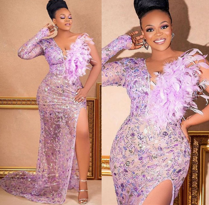 2022 Plus Size Arabic Aso Ebi Lilac Lace Sparkly Prom Dresses Feather High Split Evening Formal Party Second Reception Gowns Dress ZJ435, Multi
2022 Plus Size Arabic Aso Ebi Lilac Lace Sparkly Prom Dresses Feather High Split Evening Formal Party Second Reception Gowns Dress ZJ435, Multi