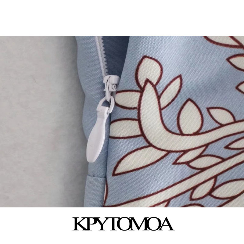 Women Chic Fashion Leaves Print Mini Dress Backless Side Zipper Thin Straps Female Dresses Vestidos 210420