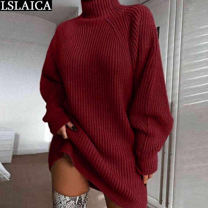 Dress Women Elegant Solid Color Rib Knitted Long Sleeve Turtleneck Womens es Autumn Winter Mini Casual Fashion 210515