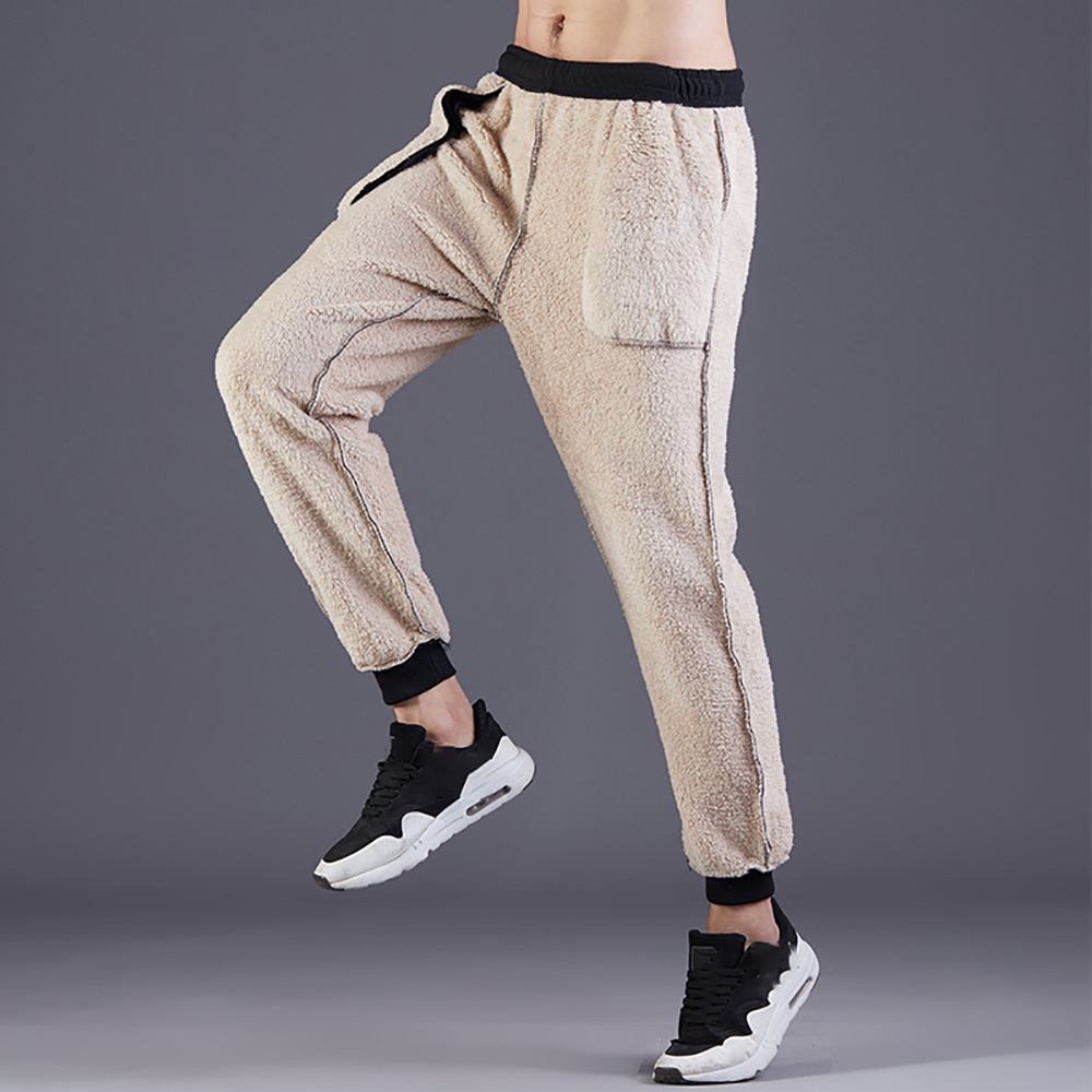 Men's Winter Pants Outside Warm Joggers Thicken Male Sweatpants Heavyweight Streetwear Fleece Trousers Men B0843 210518