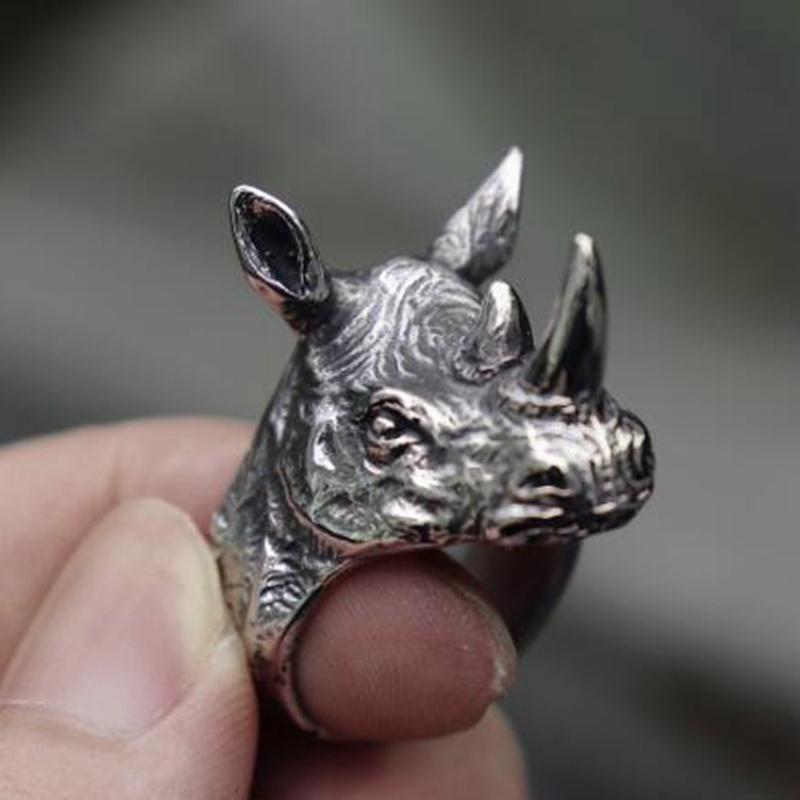 Cluster Rings Retro Punk Creative Design Rhino Head Ring Mens Stainless Steel Animal Jewelry Gift
Cluster Rings Retro Punk Creative Design Rhino Head Ring Mens Stainless Steel Animal Jewelry Gift