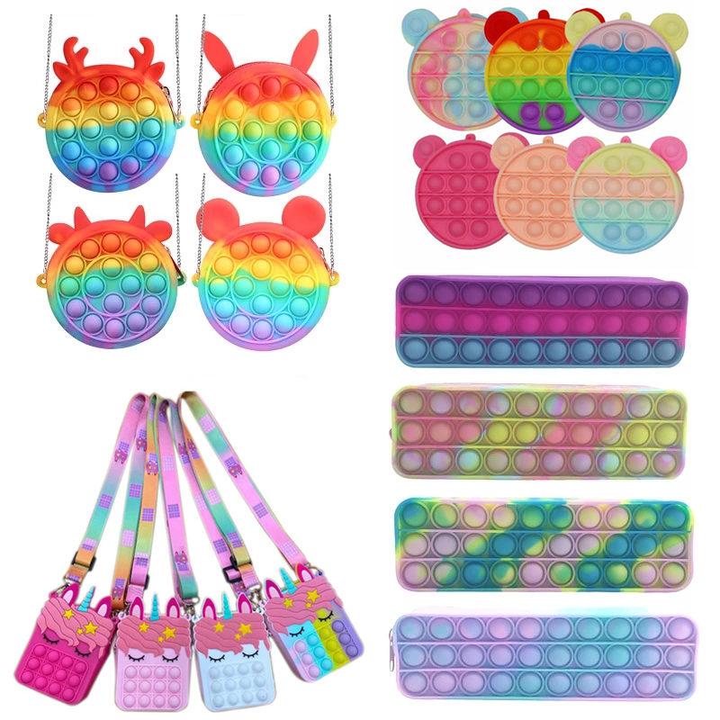 Coin Purse Push Bubble Pencil Case Fidget Toys Rainbow Silicone Girls Bags Anti stress Stress Reliever Toys for Children Adult
Coin Purse Push Bubble Pencil Case Fidget Toys Rainbow Silicone Girls Bags Anti stress Stress Reliever Toys for Children Adult