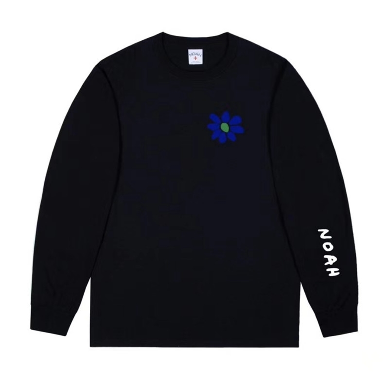 Autumn Winter NOAH CORE Bloom T Shirt Men Women Cotton Casual Long Sleeve Flower Print Solid Color T-shirts 210420