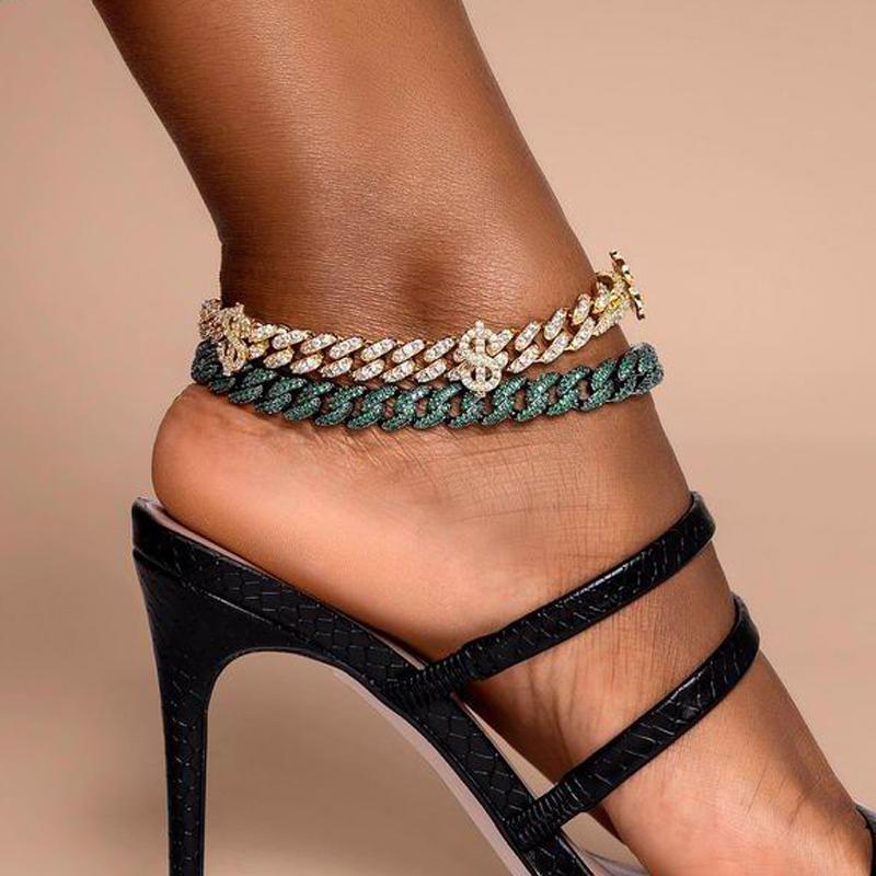 Anklets Women Iced Out Ankle Bracelets Us Dollar Charm 10mm Cubic Zirconia Cuban Chain Anklet Gift For Girl Beach Hip Hop Feet Jewelry
Anklets Women Iced Out Ankle Bracelets Us Dollar Charm 10mm Cubic Zirconia Cuban Chain Anklet Gift For Girl Beach Hip Hop Feet Jewelry