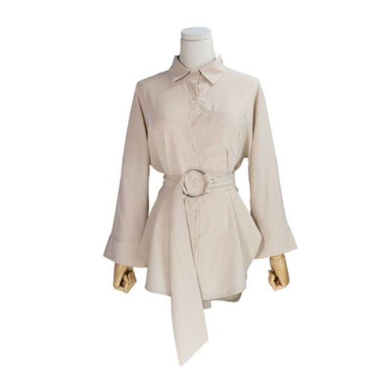 OL Style Elegant White Shirt Women Autumn Tops Fashion Formal Long Sleeve Lapel Lace-up Chiffon Blouses Blusas 210421