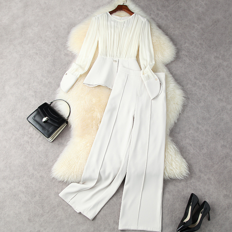 European and American women's autumn 2021 new Long sleeve crimp shirt Wide-legged pants Fashion suits, White
European and American women's autumn 2021 new Long sleeve crimp shirt Wide-legged pants Fashion suits, White