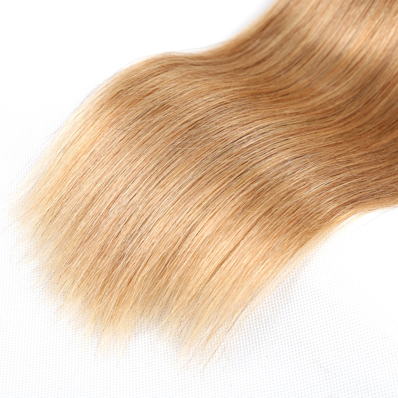 Free shipping Peruvian Straight Human Hair Weaves Ombre 2 Tones 1B/27 Color Double Wefts 100g/pc Can Be Dyed Bleached