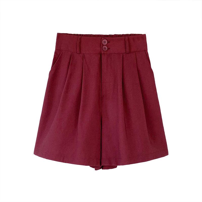 JuneLove Women 2021 Summer Elastic Waist Shorts Female Mini High Ladies Wide Leg Loose Casual Short Bottoms Women's