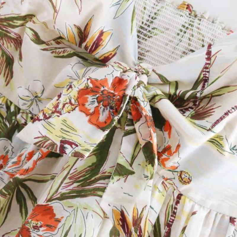 Summer style women leaf printing bowknot backless sling T-shirt fashion ruffled hem sexy short tank tops feminina camiseta T891 210430Z