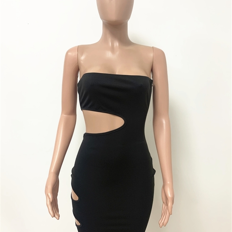 Sexy Women Strapless Hollow Out Bodycon Summer Dress Sleeveless Backless Mini Lady Bandage Club Party es Vestidos 210522
