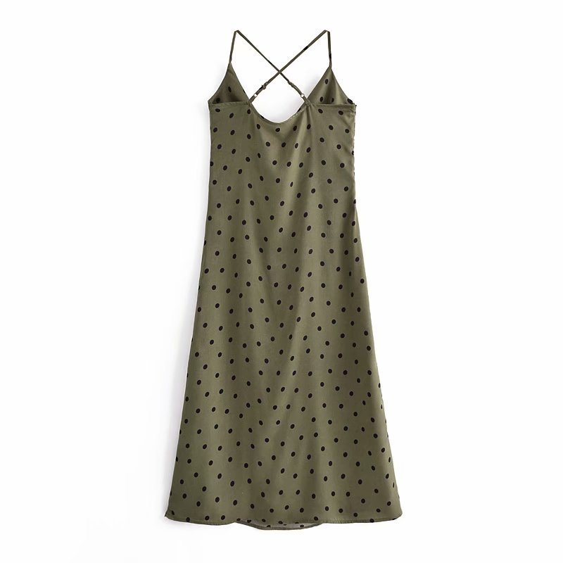 Sweet Women O Neck Backless Dress Summer Fashion Ladies A-line High Waist Elegant Female Polka Dot Underwear Style 210430