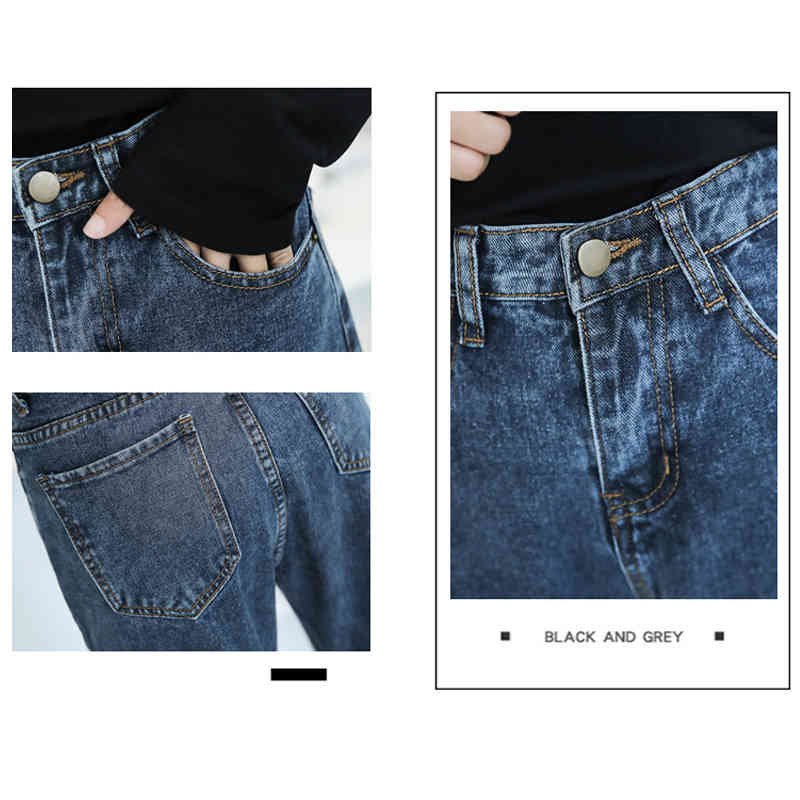 Loose Denim Casual Vintage Blue Jeans Women Spring and Autumn Fashion High Waist Straight Harem Pants Trousers 10827 210417