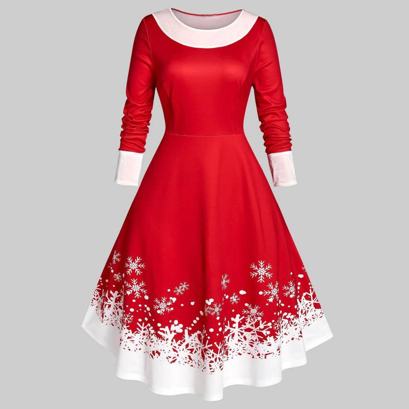 Casual Dresses Robe Vintage Dress Plus Size Women Christmas Snowflake Print Velvet Party Long Sleeve Vestidos Elegantes Para Mujer 2021, Red
Casual Dresses Robe Vintage Dress Plus Size Women Christmas Snowflake Print Velvet Party Long Sleeve Vestidos Elegantes Para Mujer 2021, Red