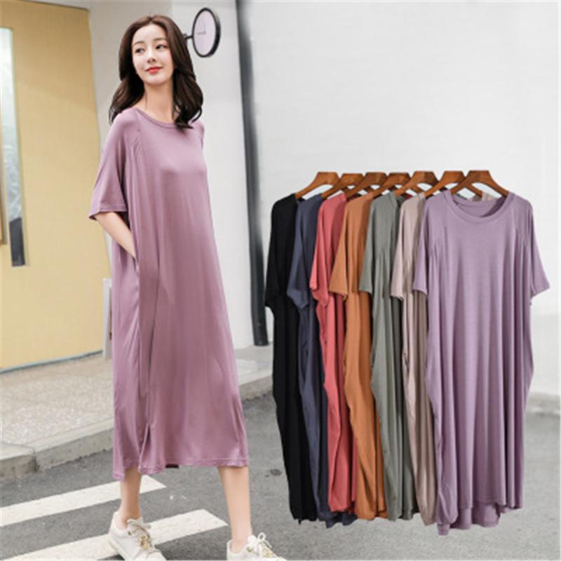 Casual Dresses 100 Kg Wear Night Dress Women Short Sleeve Modal Cotton Nightshirt Female Loose Long Nightgowns Women's Home Clothes With Poc, Black;gray
Casual Dresses 100 Kg Wear Night Dress Women Short Sleeve Modal Cotton Nightshirt Female Loose Long Nightgowns Women's Home Clothes With Poc, Black;gray