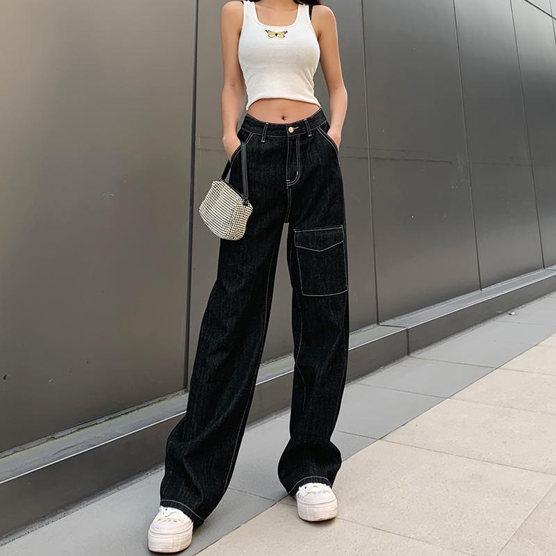 Women' Jeans Women Goth High Waist Baggy Iamgia Woman Black Cargo Pants Straight Leg Pantalon Patte Elephant Mujer Cintura Alta
Women' Jeans Women Goth High Waist Baggy Iamgia Woman Black Cargo Pants Straight Leg Pantalon Patte Elephant Mujer Cintura Alta