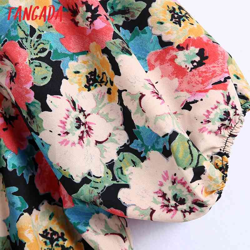 Summer Women Floral Print Mini Dressv Neck Sleeve Ladies Short Dress Vestidos BE509 210416